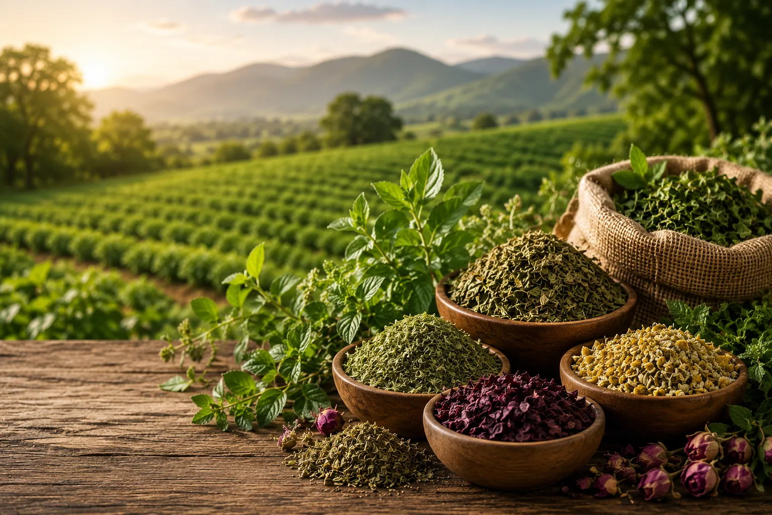 Egyptian herb farm and harvest
